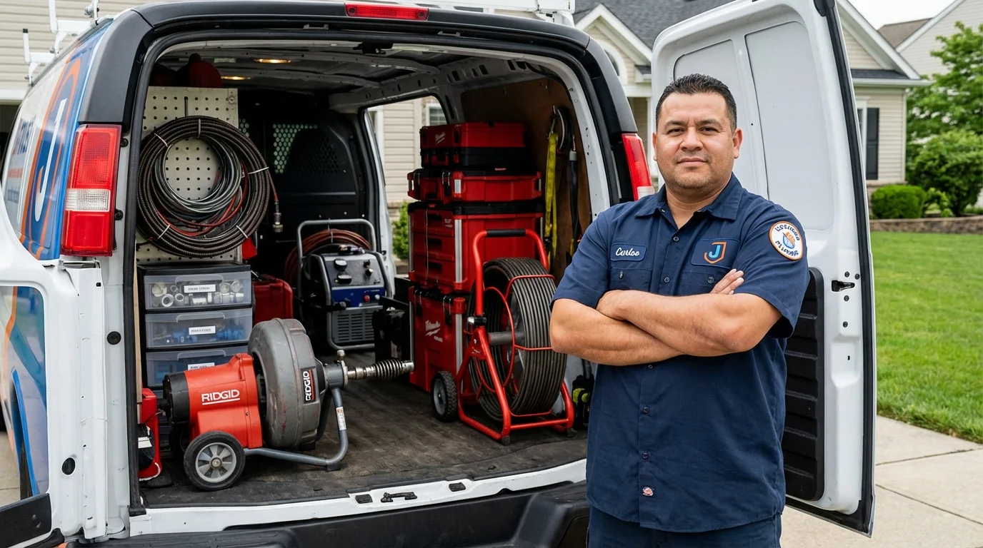 Professional drain cleaning equipment and Johns Plumbing LLC plumber in Circle Pines