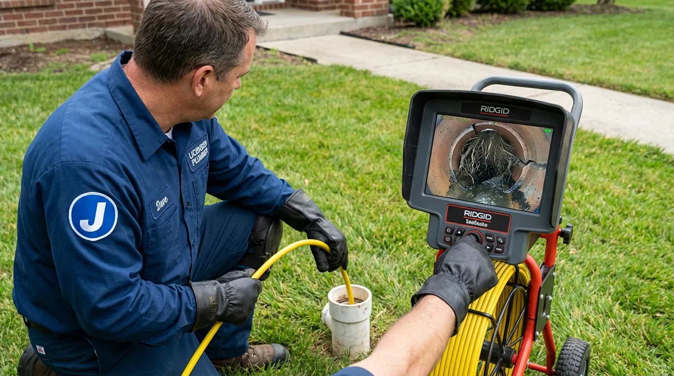 Sewer camera inspection being performed by Johns Plumbing LLC in Circle Pines
